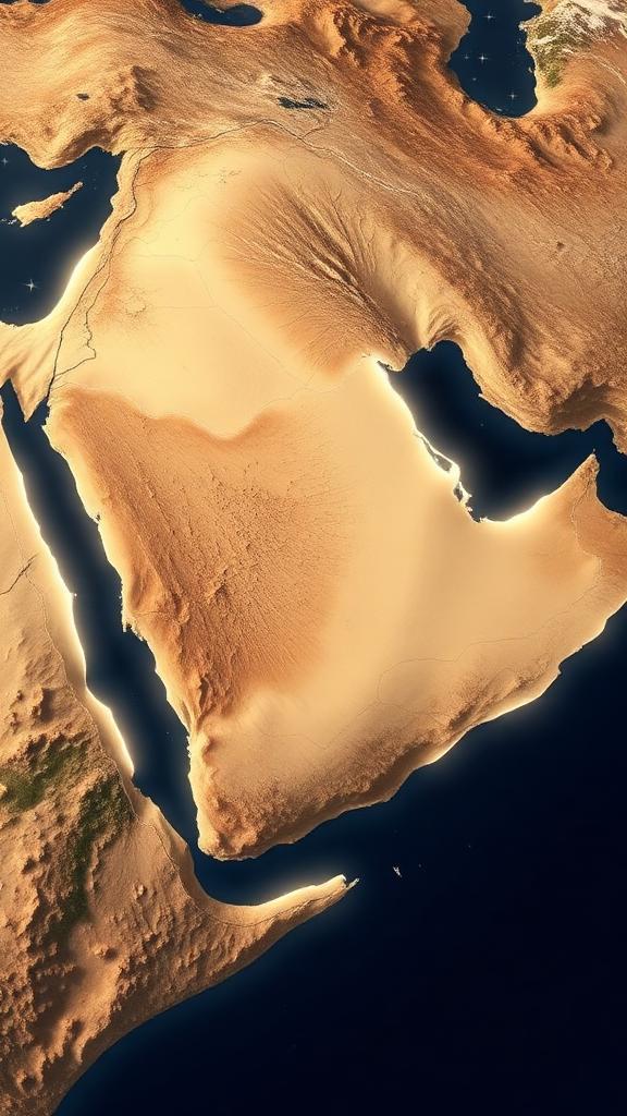 Borders drawn across Middle East satellite terrain